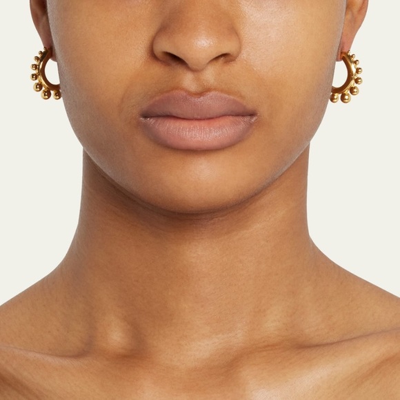 KHIRY Tiny Khartoum Embellished Hoop Earrings in Polished 18k Vermeil - Picture 2 of 3